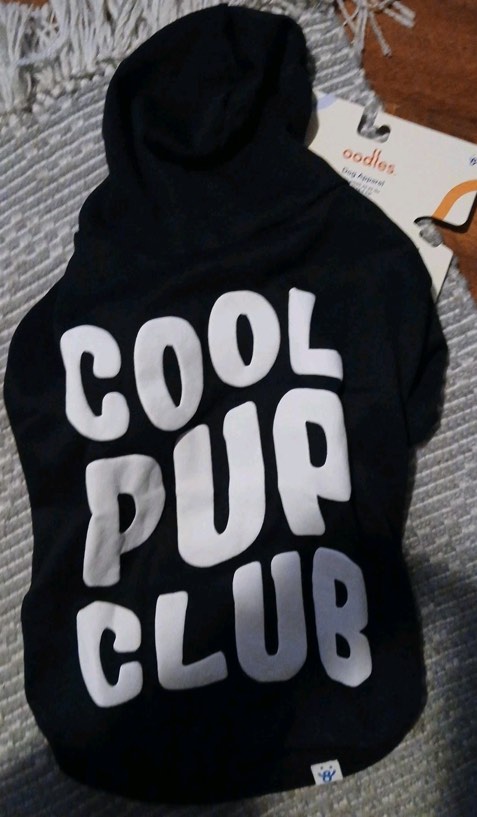 Large Black Cool Pup Club With Hood Dog Apparel. Large 