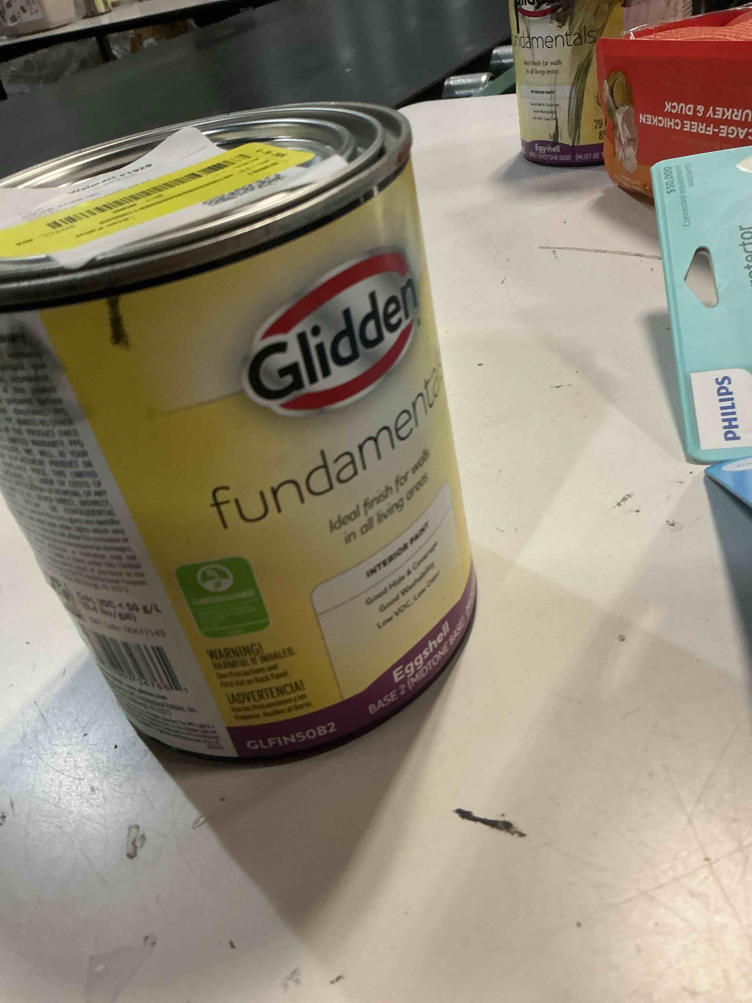Condition photo showing Good Condition for glidden fundamentals 1 quart tintable base 2 eggshell interior paint