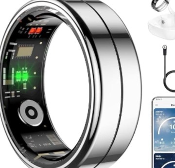smart ring for men women – fitness tracker ring with heart rate, spo2, blood pressure, sleep monitoring, step & calorie counter, no subscription fee, ios & android compatible (black, 9) #9 black