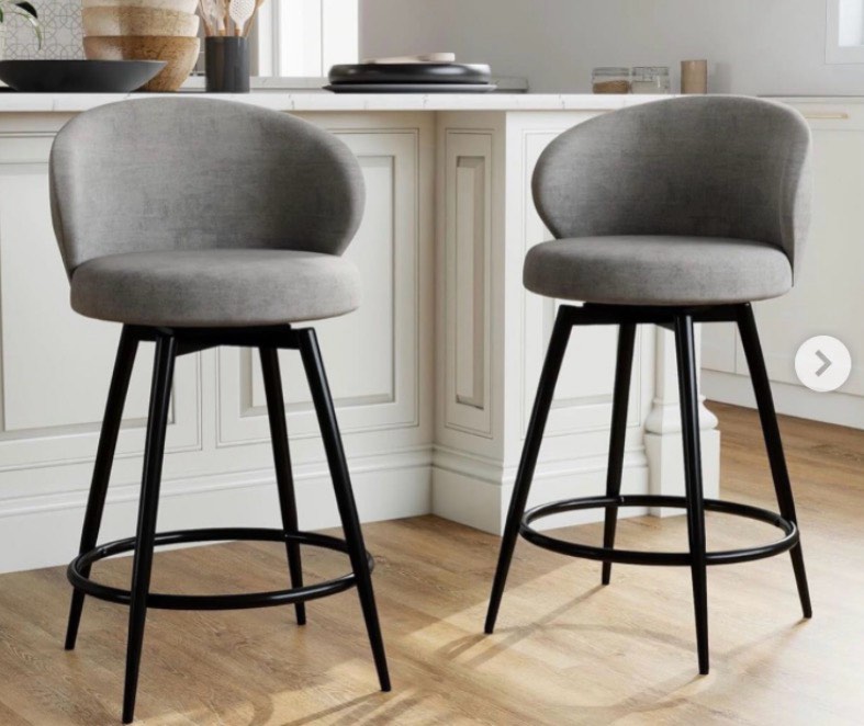 Dark Grey Low Back Swivel Counter Height Bar Stool