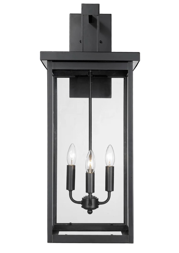 BARKELEY FOUR LIGHT OUTDOOR WALL SCONCE POWDER COATED BLACK