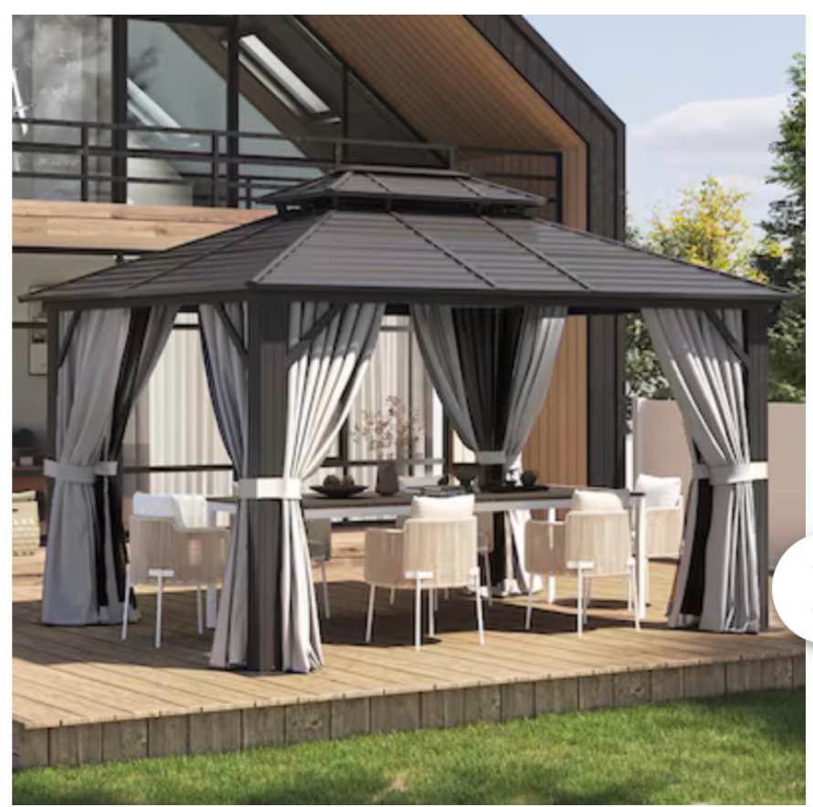 Incomplete Gazebo Black Grill Gazebo with Hardtop Roof 
