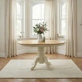 (Incomplete box 1/2) Padstow Round Oak and Cream Solid Wood Extending 4-6 Seater Dining Table