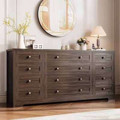 (Incomplete only box B) Qeetex 12 Drawer Wooden Dresser Wide TV Stand for 65 Inch TV Modern Bedroom Storage
