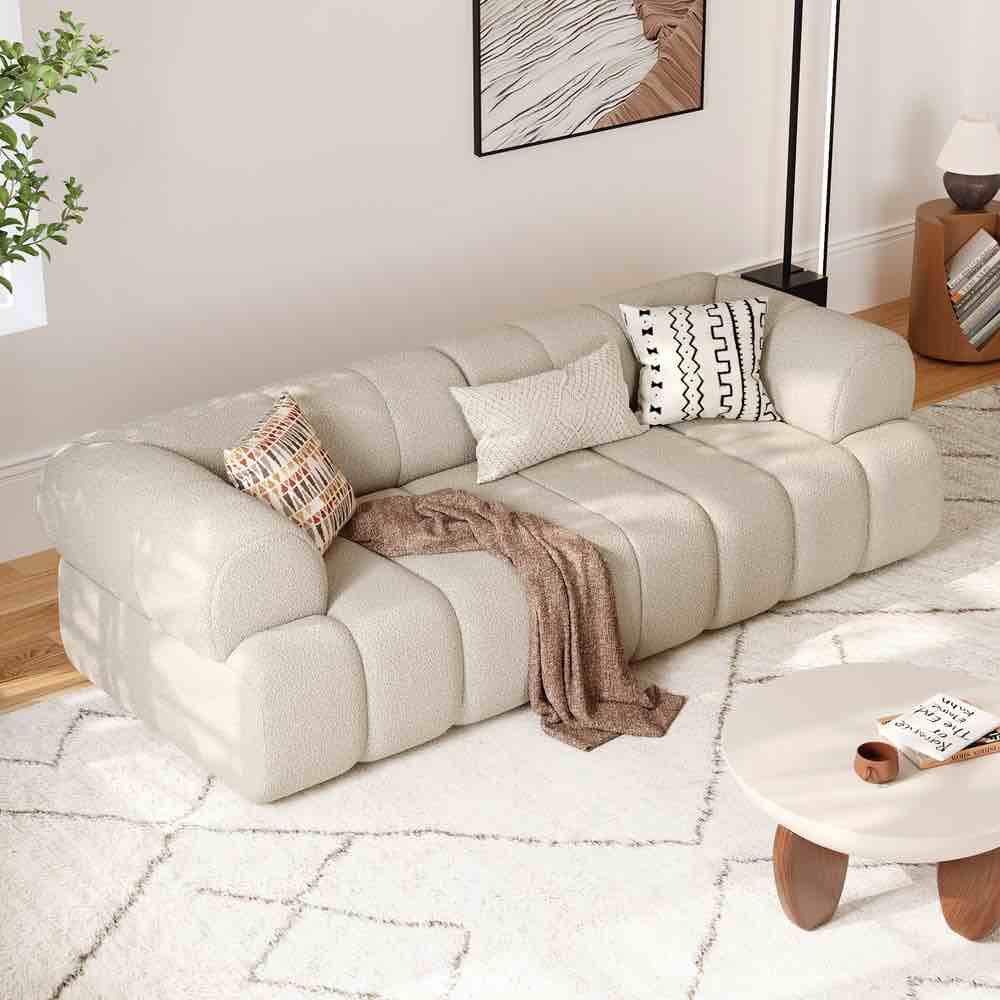 (Incomplete box 3/3) Nimbus 83" 2-Seater Channel Tufted Chenille Sofa