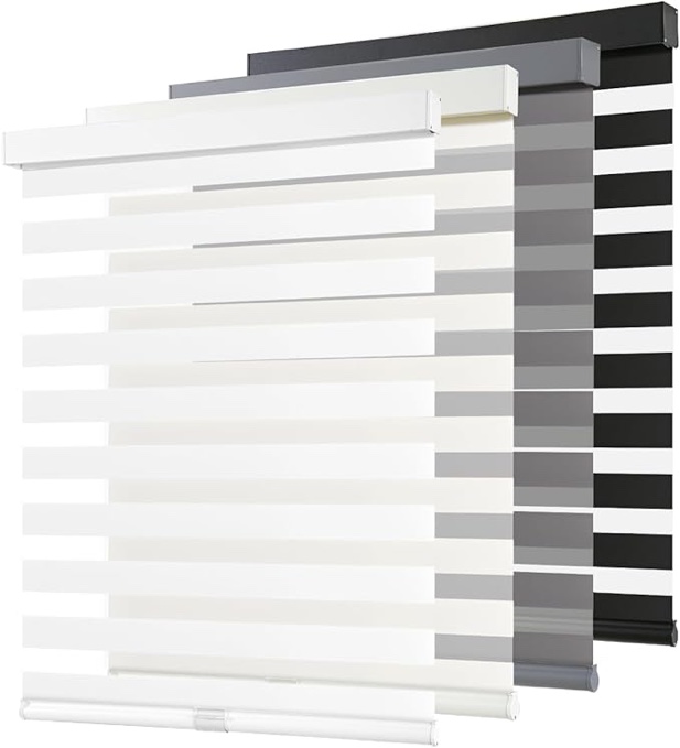 AOSKY Cordless Zebra Blinds for Windows Pull Down Roller Window Shades Dual Layer Light Filtering Pr