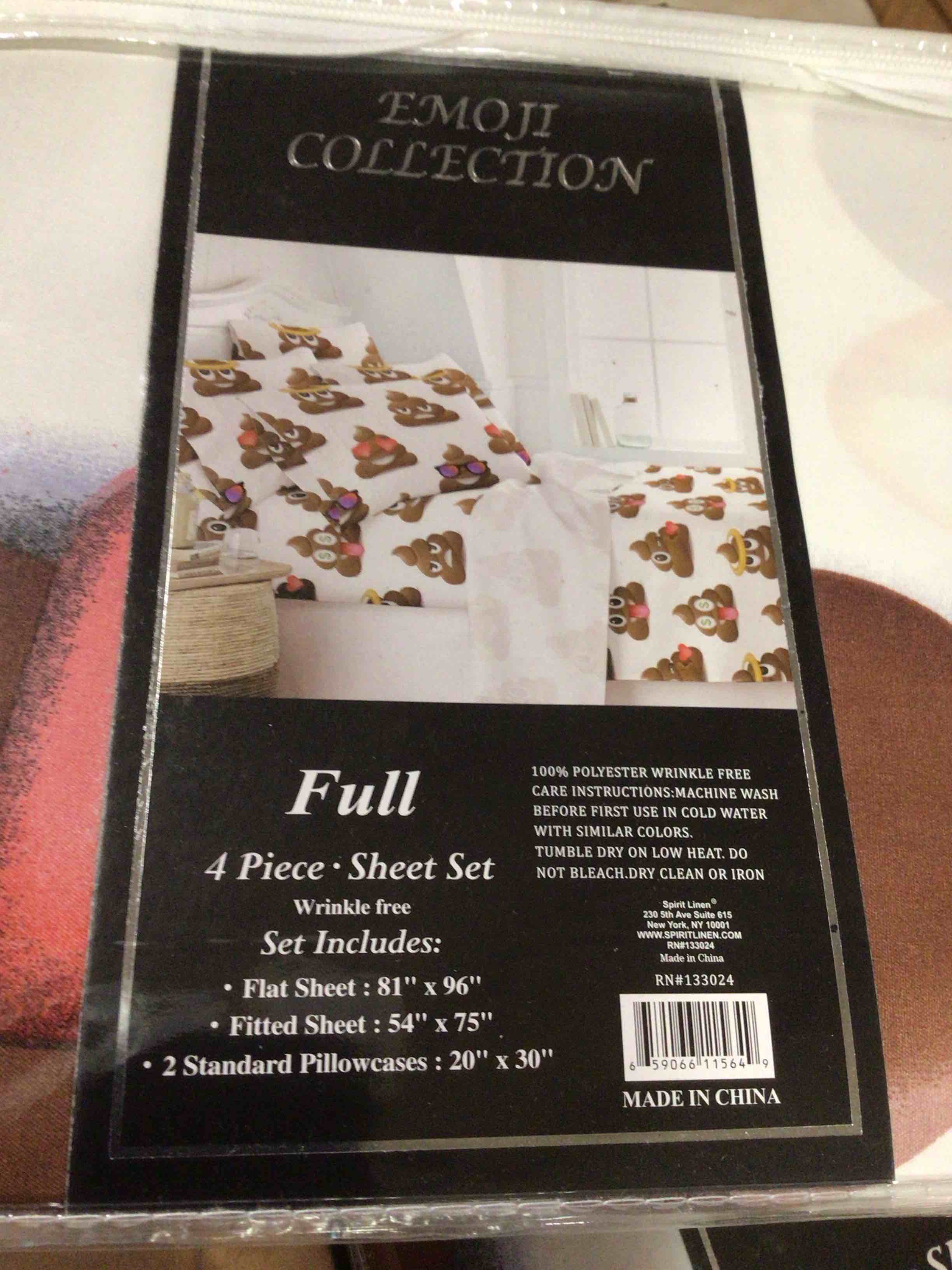 Emoji Collection Full 4 Piece Poop Emoji Microfiber Sheet Set Wrinkle Free
