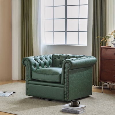 ModernLuxe Assembly Required Classic Chesterfield Swivel Club Chair with Tufted