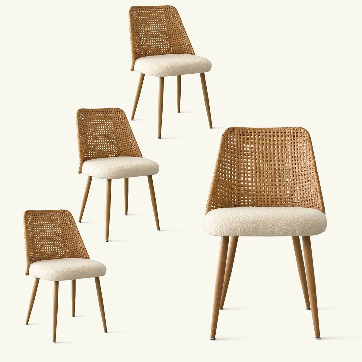 Nice Rattan Upholstered Dining Chair (Set of 4)