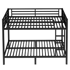 Alukang Metal Bunk Bed Full XL over Full XL Size with Ladder & Guardrail for Bed Room