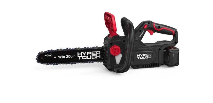 Hyper Tough 12" 20V Brushless Cordless Chainsaw with 20V Max 4.0Ah Battery and Charging Cable