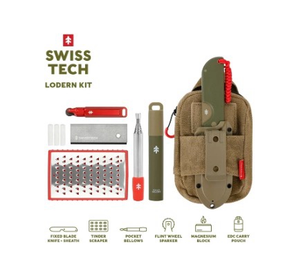 Swiss Tech Fixed Blade Kit, 6 Piece, Campfire, Camping Essentials Set