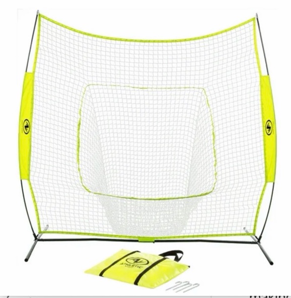 Athletic Works 7ft x 7ft Hit Pitch Training Net for Baseball Softball Protective Screens, New, 11.02lb