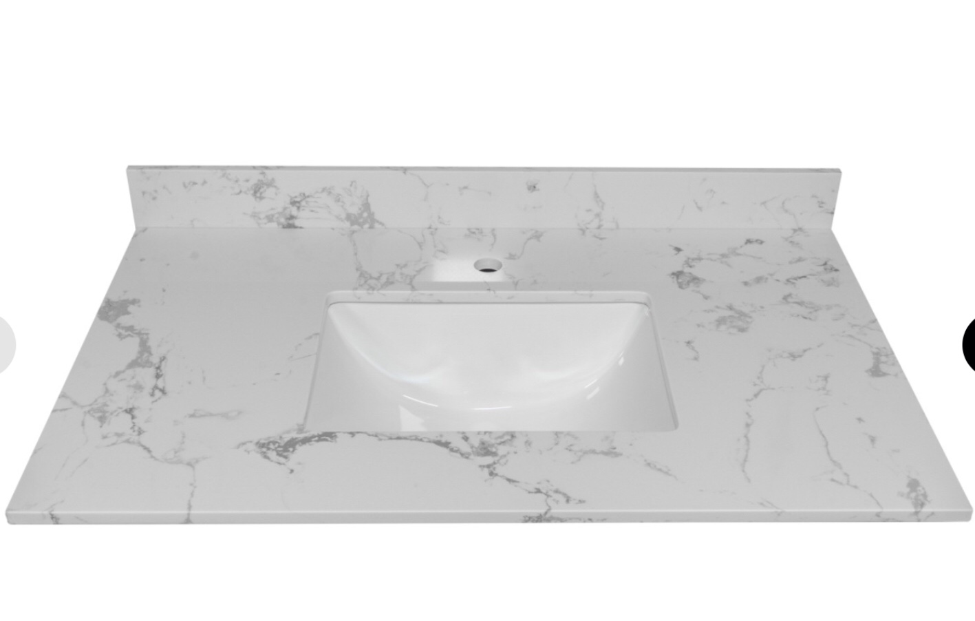 Montary 37inch bathroom vanity top stone carrara white tops with rectangle undermount ceramic sink and single faucet hole W50921988
