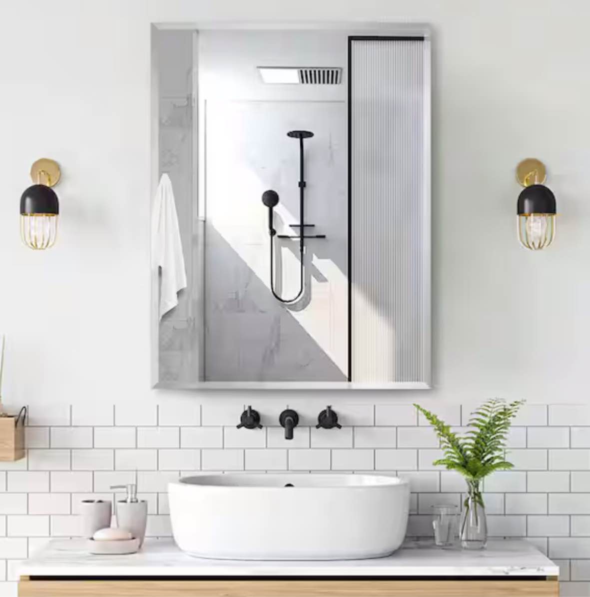 24 in. W x 30 in. H Rectangular Silver Surface or Recessed Mount Bathroom Medicine Cabinet with Mirror Removable Shelf