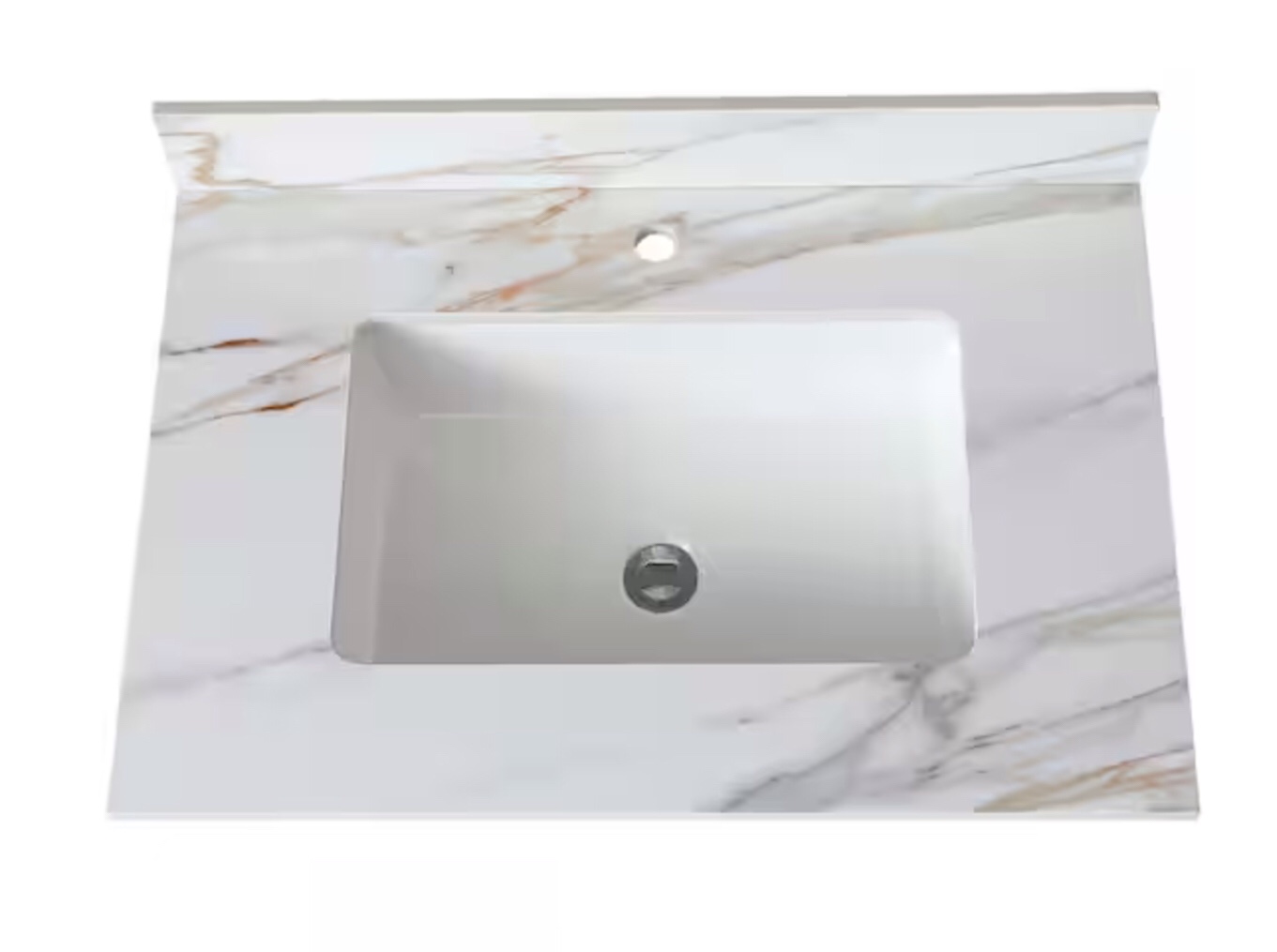 31 in. Marble Vanity Top, Bathroom Vanity Top with Undermount Rectangular Middle Sink in White
