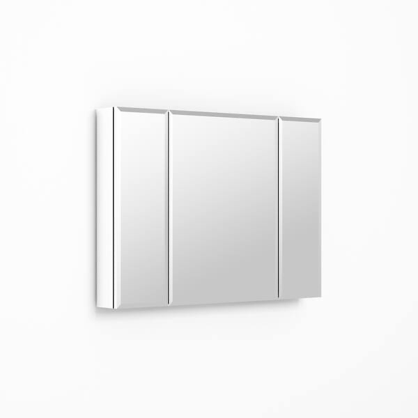 36 in. W x 26 in. H Rectangular Silver Aluminum Surface Mount 3 Doors Bathroom Medicine Cabinet with Mirror
