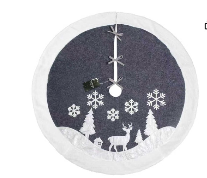 christmas tree skirt, fur rustic white xmas tree skirt,snowy christmas trees mat decorations indoors,deer and snowflake pattern (36 inches, two deers) 36 inches two deers