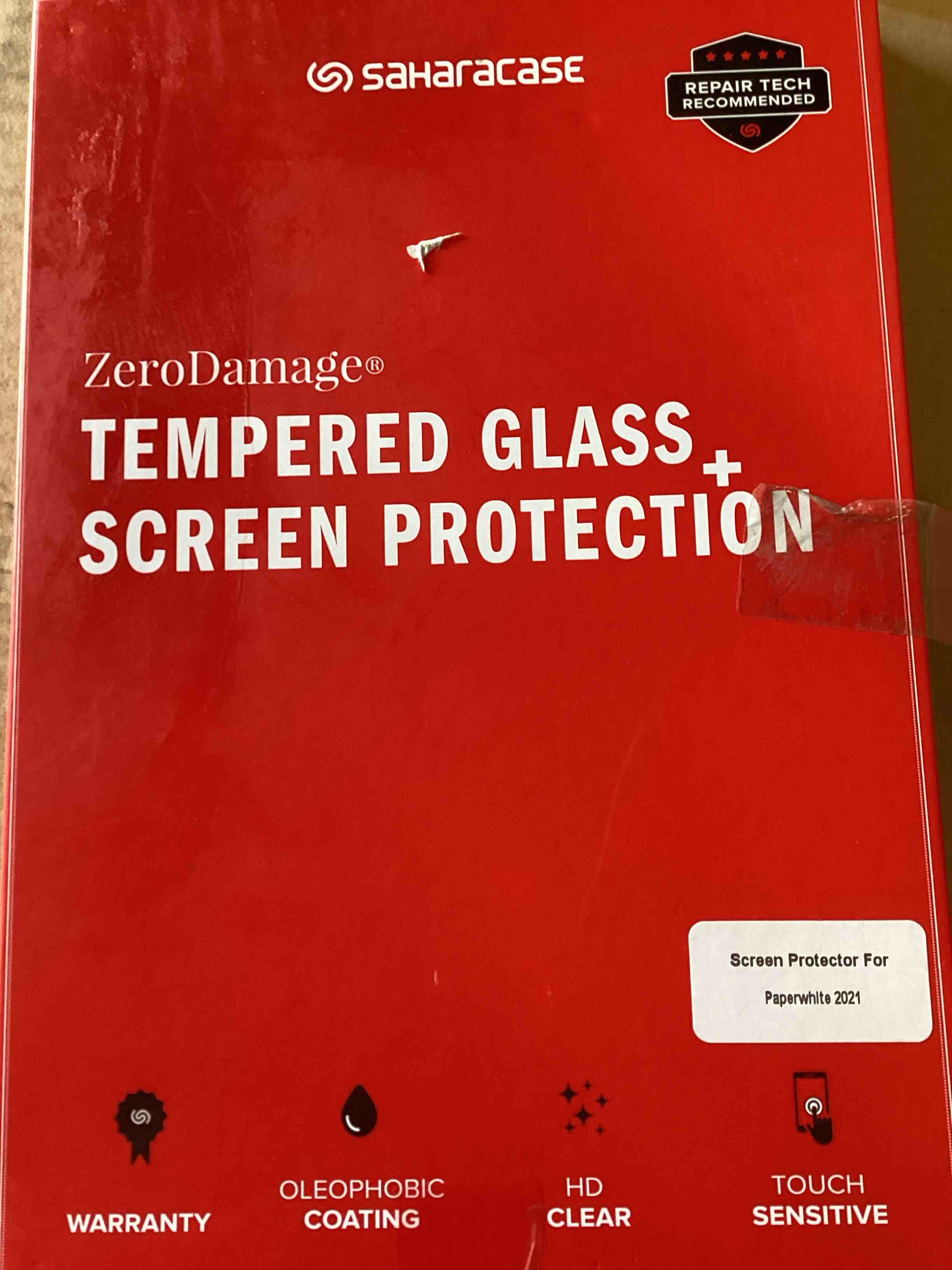 Condition photo showing New/Like New for saharacase - zerodamage tempered glass screen protector for amazon kindle paperwhite (11th generation - 2021 release) - clear