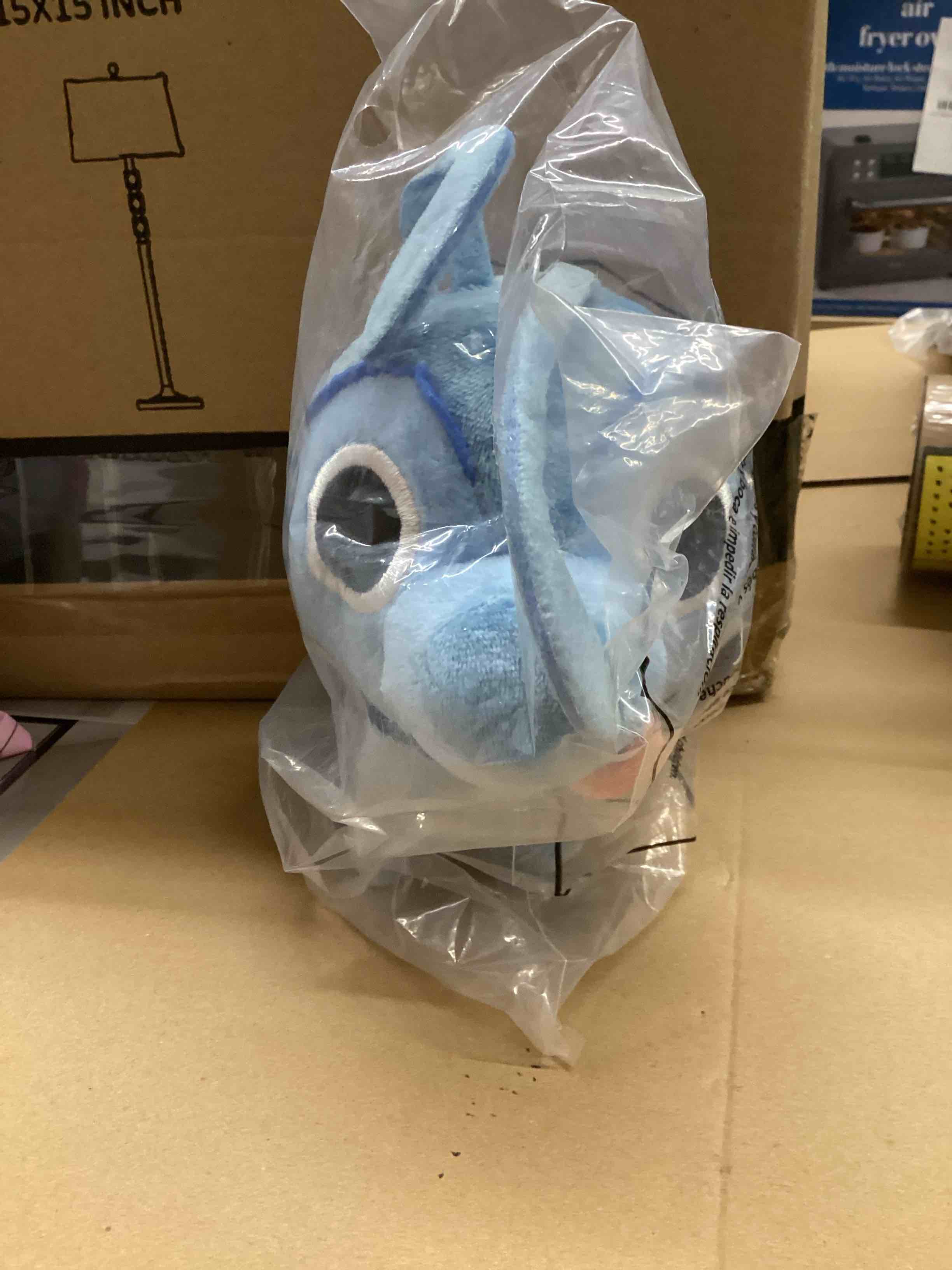 Condition photo showing New/Like New for chip chilla chinchilla plush stuffed animal blue red