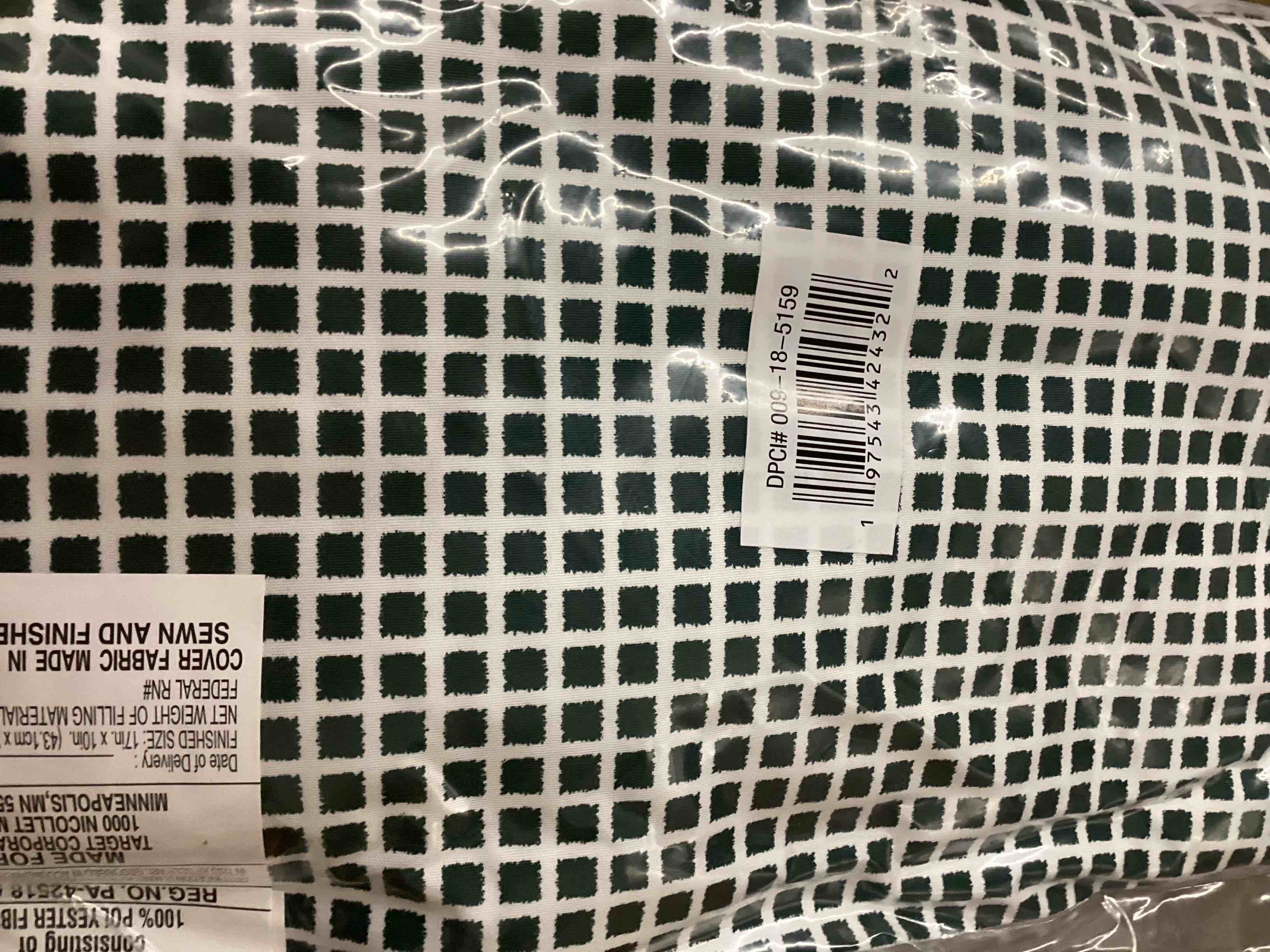 Condition photo showing New/Like New for 10"x17" micro grid rectangular outdoor lumbar pillow fern green - room essentials™: fade & weather-resistant