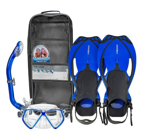 head 3-pc. seahorse pirate allegra junior snorkel set (blue)