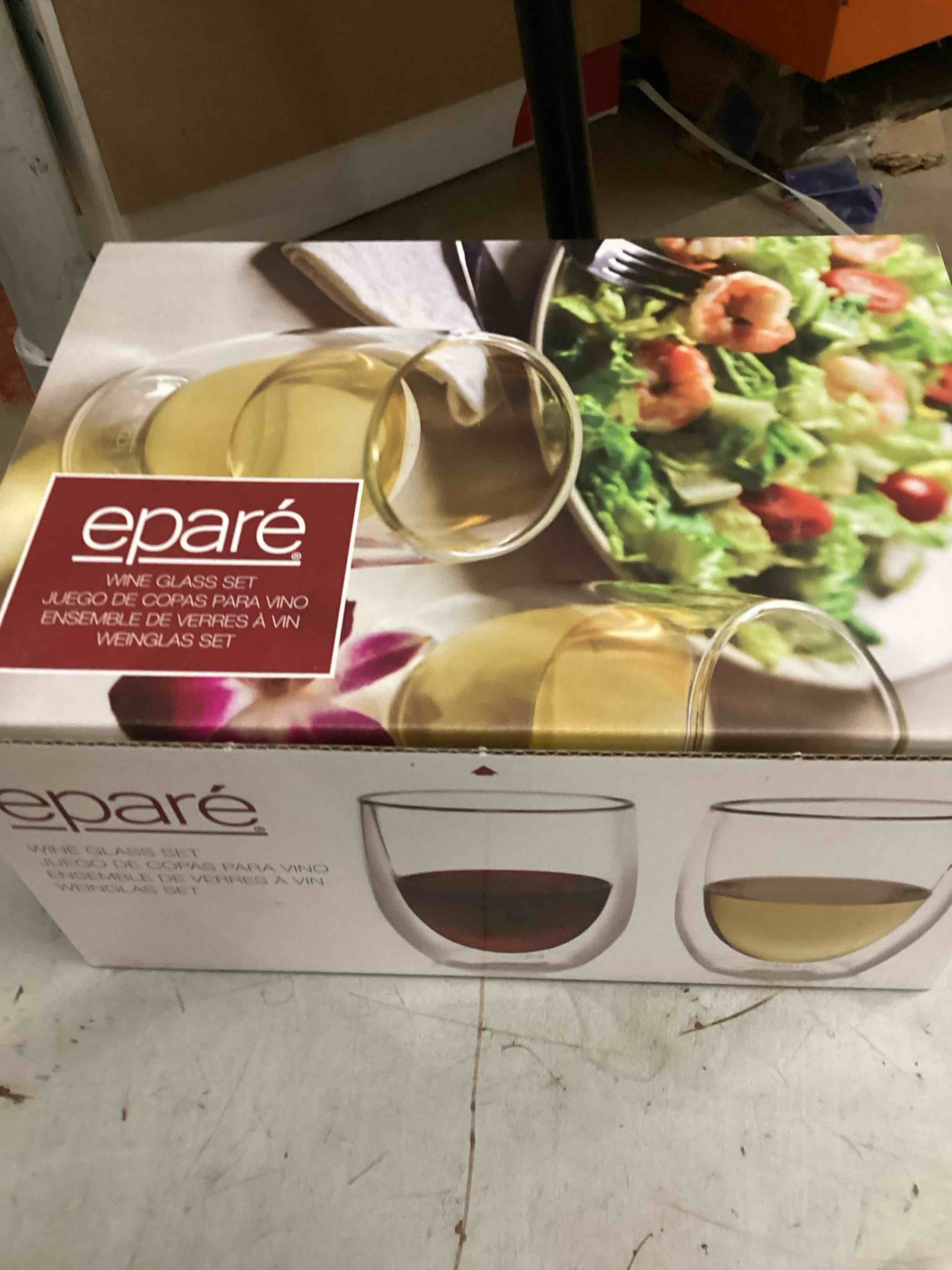 Condition photo showing Brand New for epare wine glasses - set of 2 - insulated double-walled glassware - stemless drinking glass - red & white wine tumblers