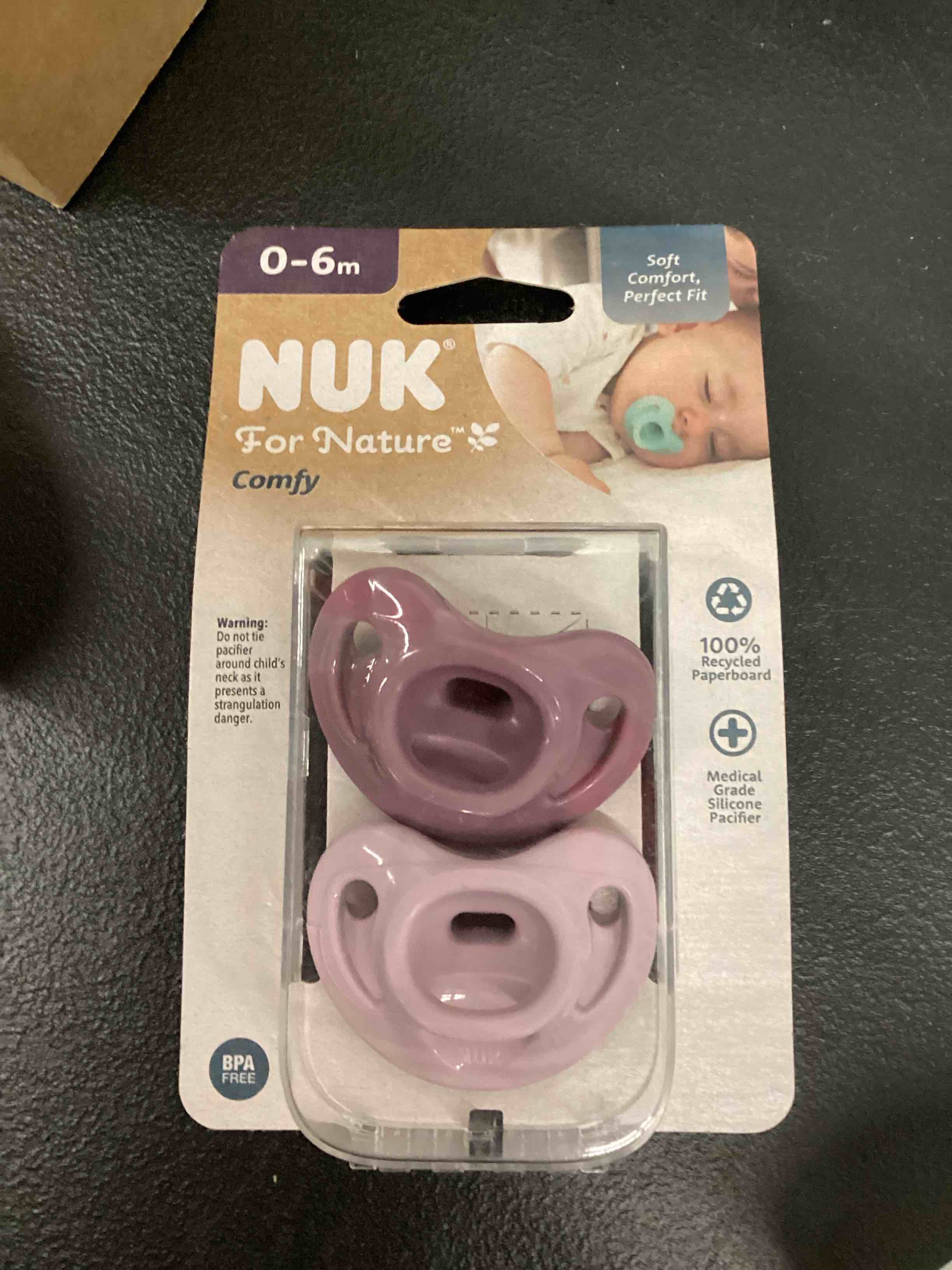 Condition photo showing Brand New for nuk for nature comfy 100% silicone pacifier 0-6months - lavender - 2ct