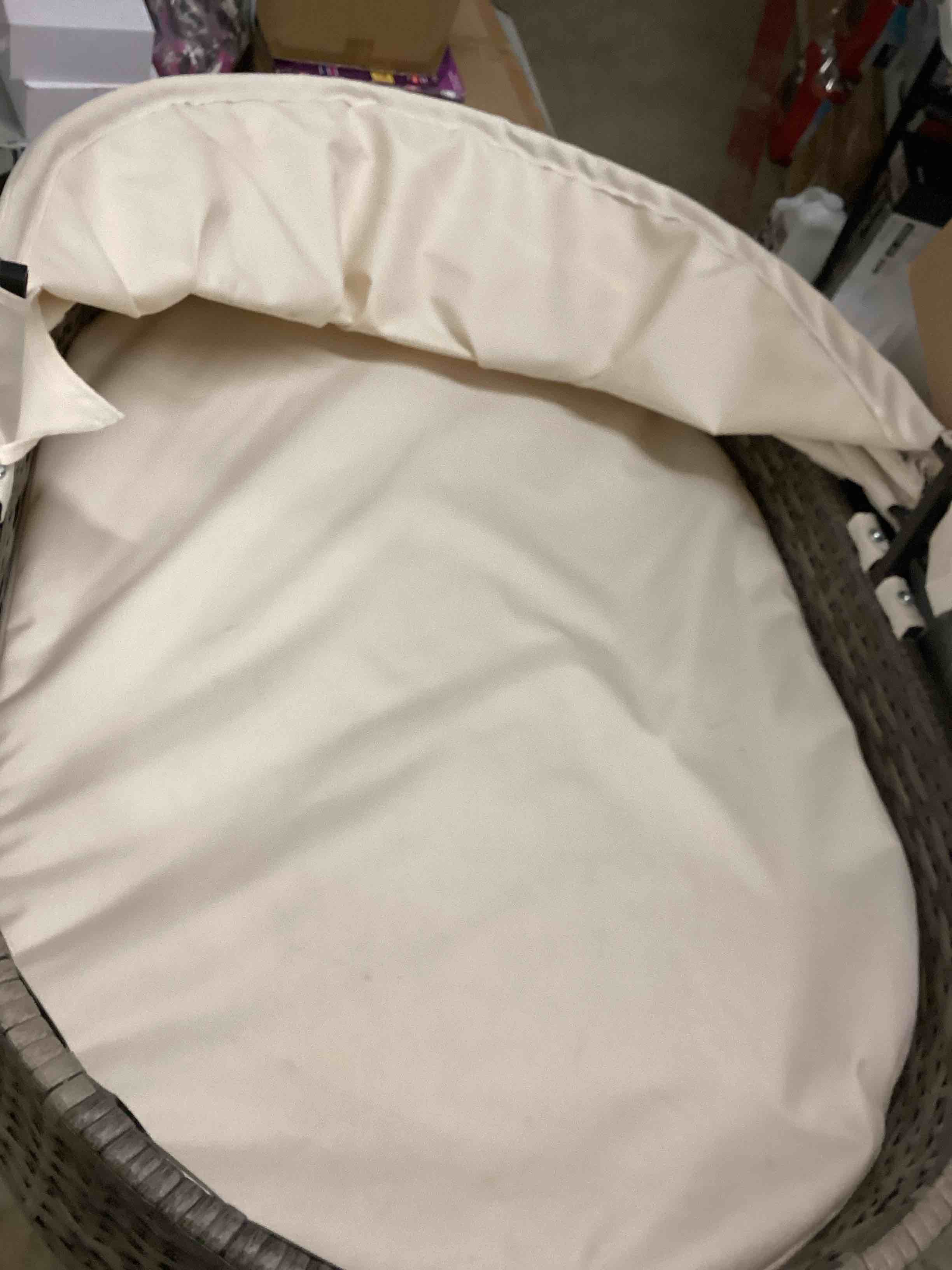 Condition photo showing Good Condition for pawhut wicker pet bed for small medium dogs w/ adjustable canopy cushion, grey