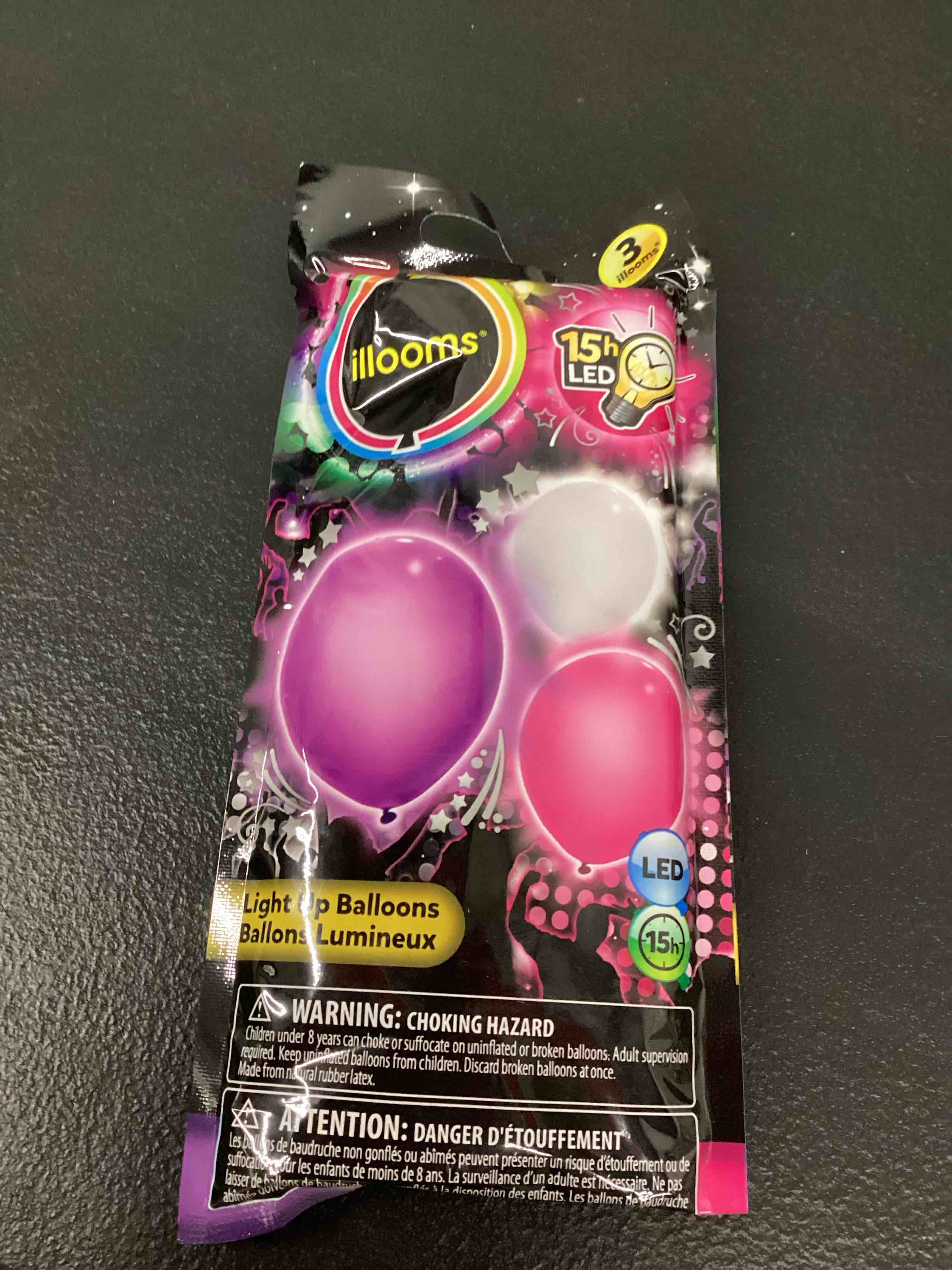 Condition photo showing New/Like New for 3-illooms light up balloons led 15 hrs