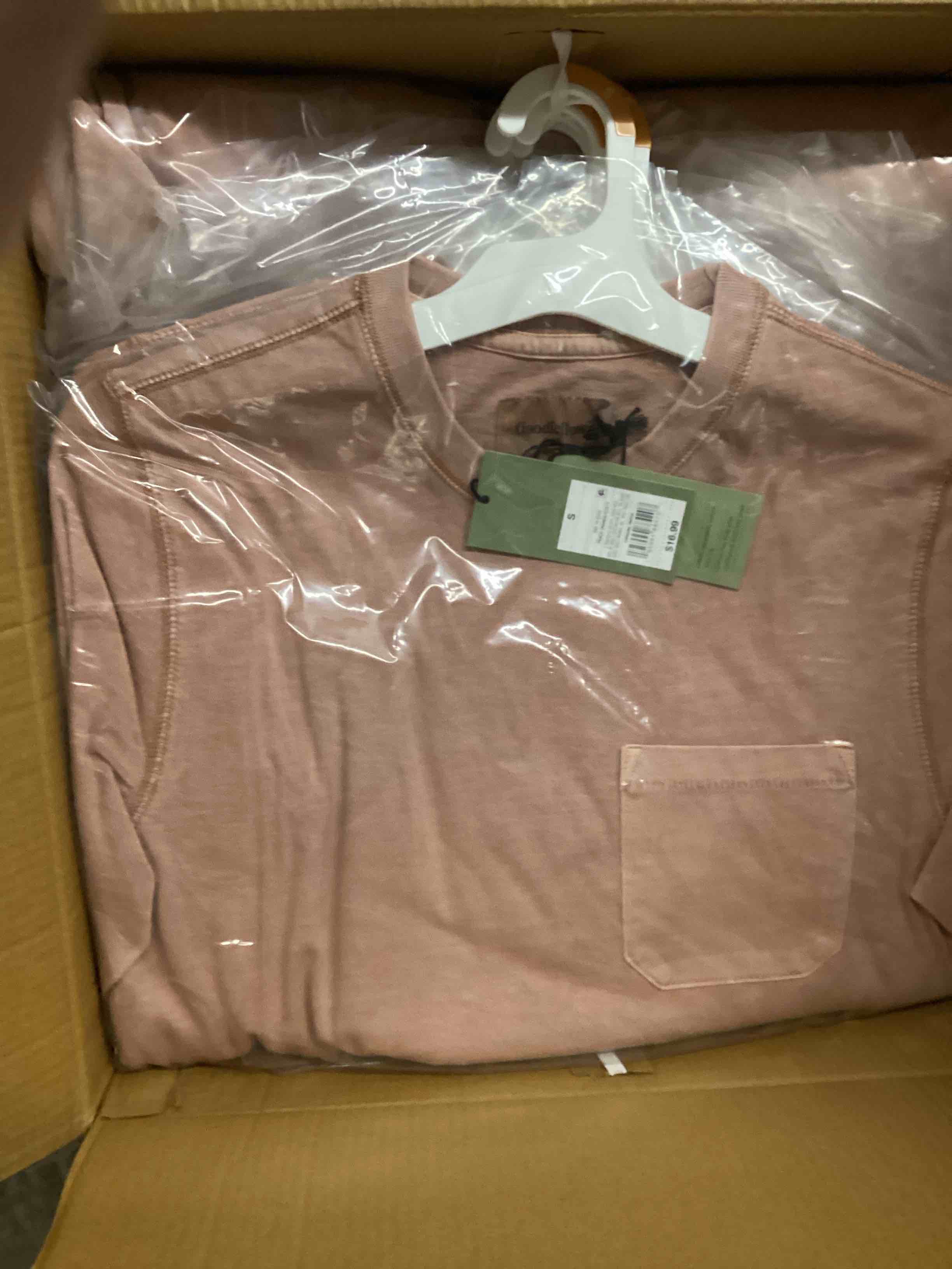 Condition photo showing Brand New for 12- men's long sleeve garment dyed pocket t-shirt - goodfellow & co peach orange s