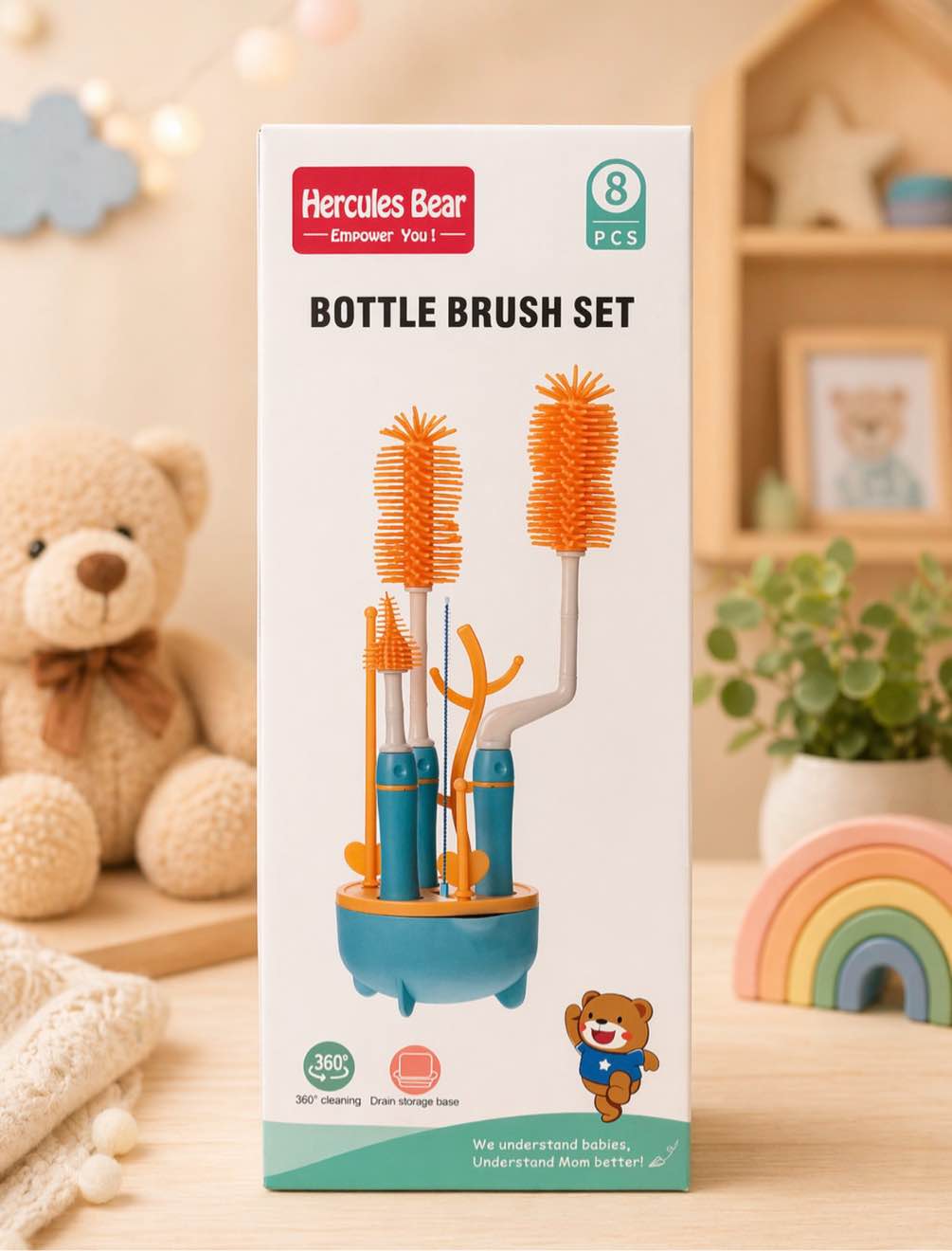 hercules bear 8 pc bottle brush set