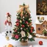 Risehigh Mini Christmas Trees with Lights and Ornament 24'' Christmas Decoration Indoor Outdoor