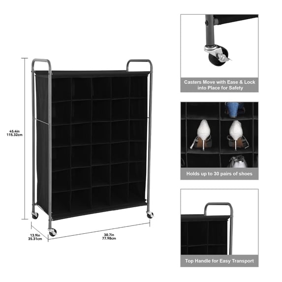 Mainstays 6 Tiers 30-Pairs Shoe Organizer, Black