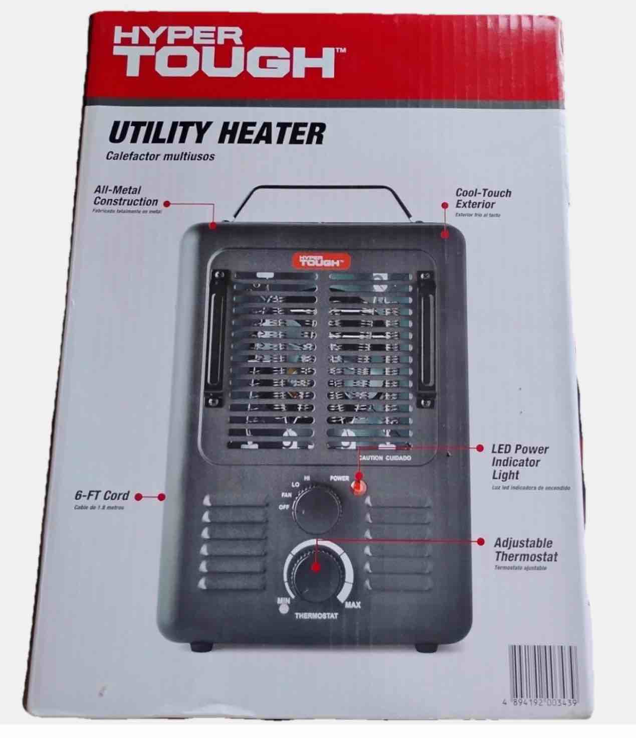 Hyper Tough 1500W Utility Heater Electric 6FT Cord All Metal