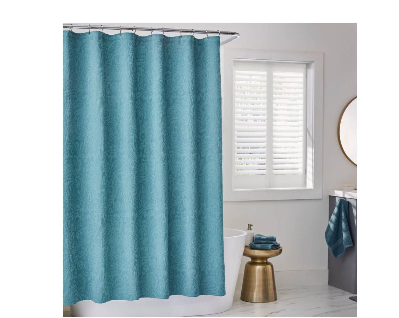 Better Homes & Gardens Floral Matelasse Shower Curtain, Green, Polyester, Recycled Poly, 72"x 72