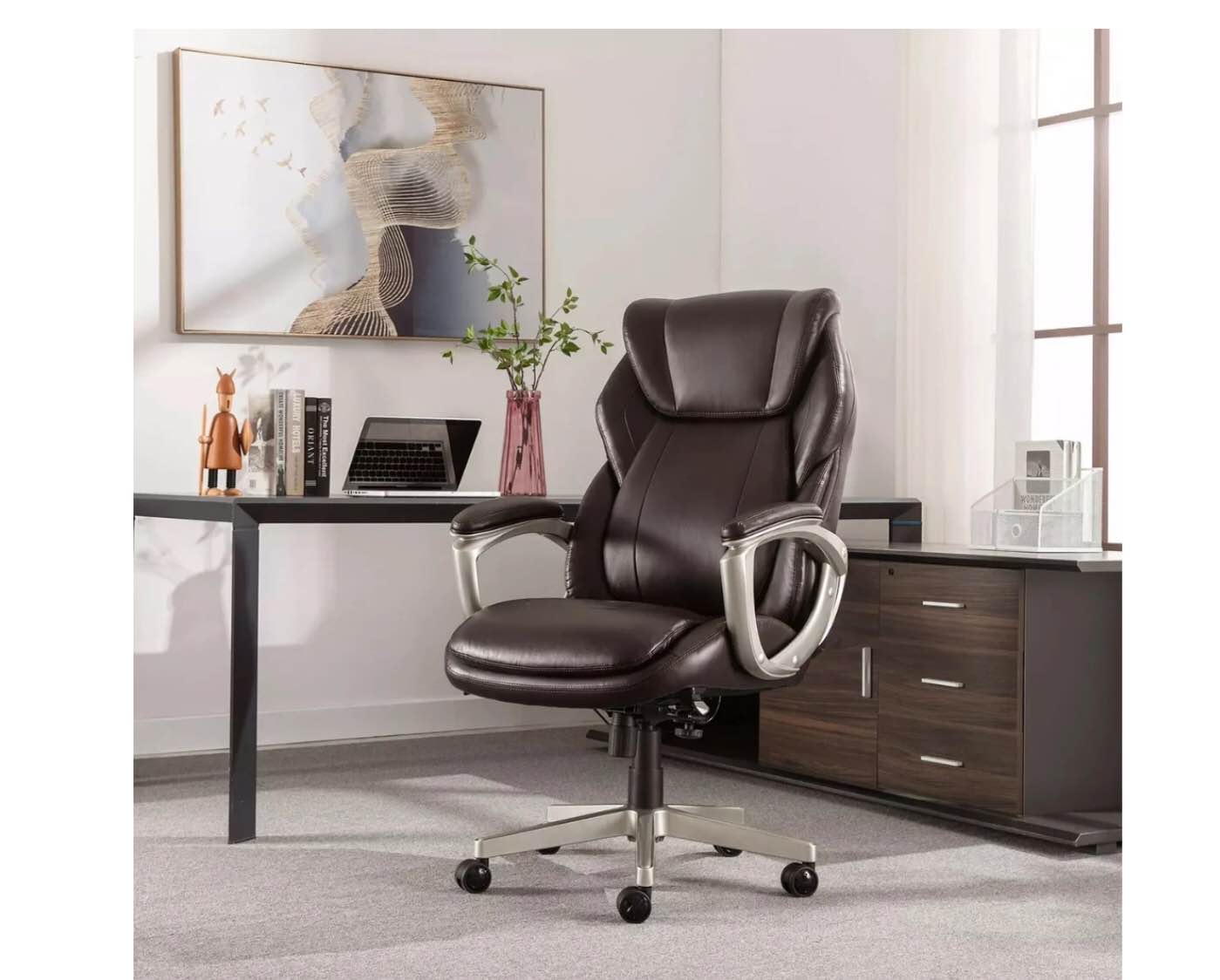 La-Z-Boy Westley Big & Tall Executive Office Chair, Active Lumbar Support, Brown