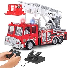 c Rescue Fire Engine Truck Remote Control Kids Toy With Extending Ladder &
