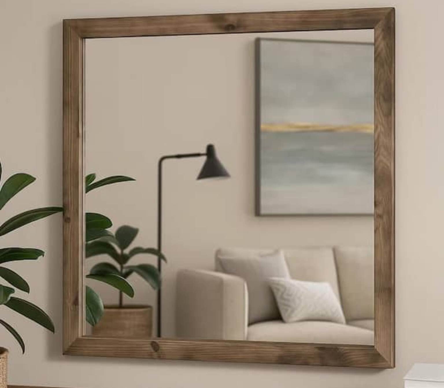 Biloxi mirror antique natural wood finish 
