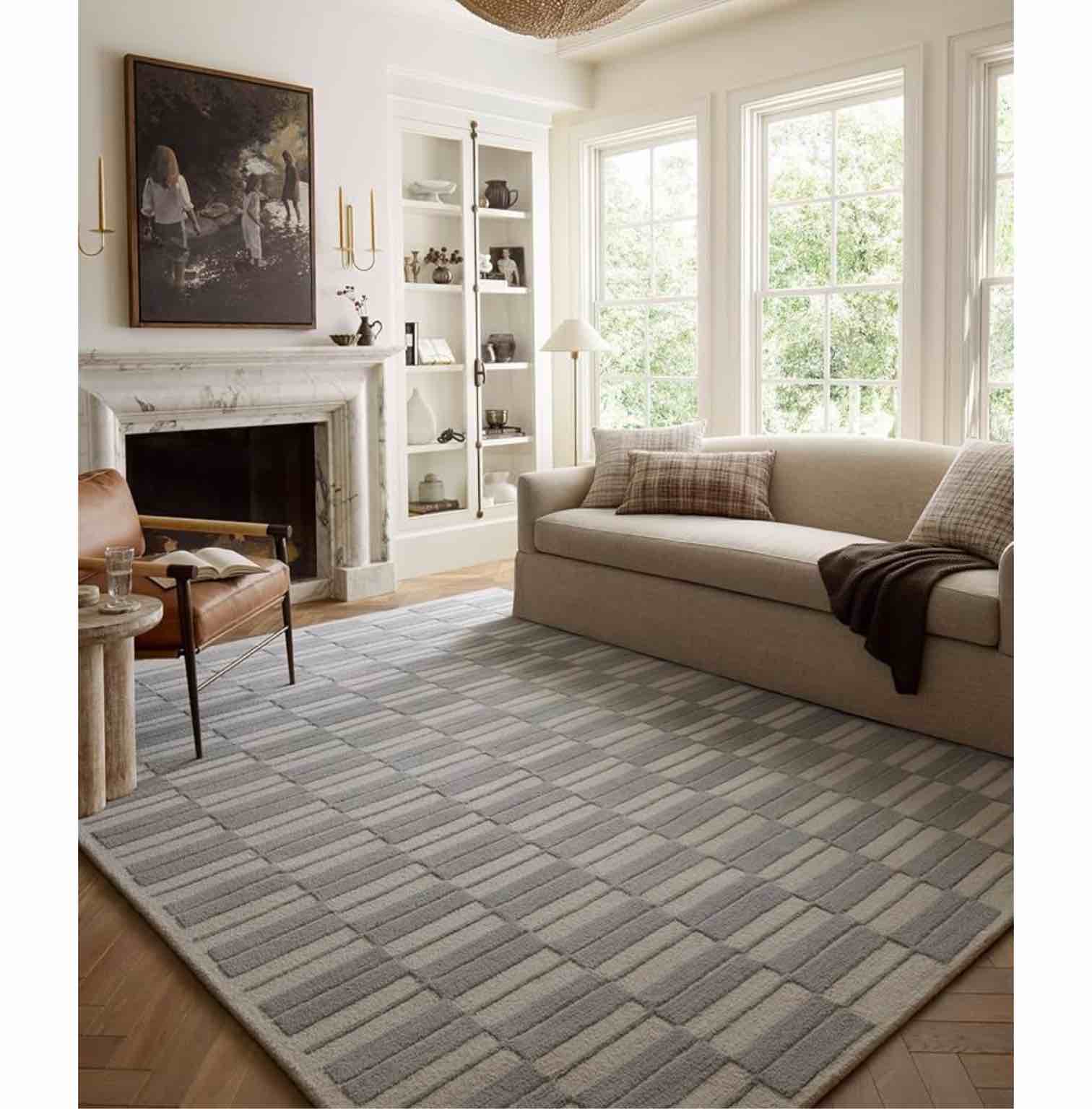 Rug in Ivory and Grey, punches up the traditional stripe pattern 2’6” x 9’9”