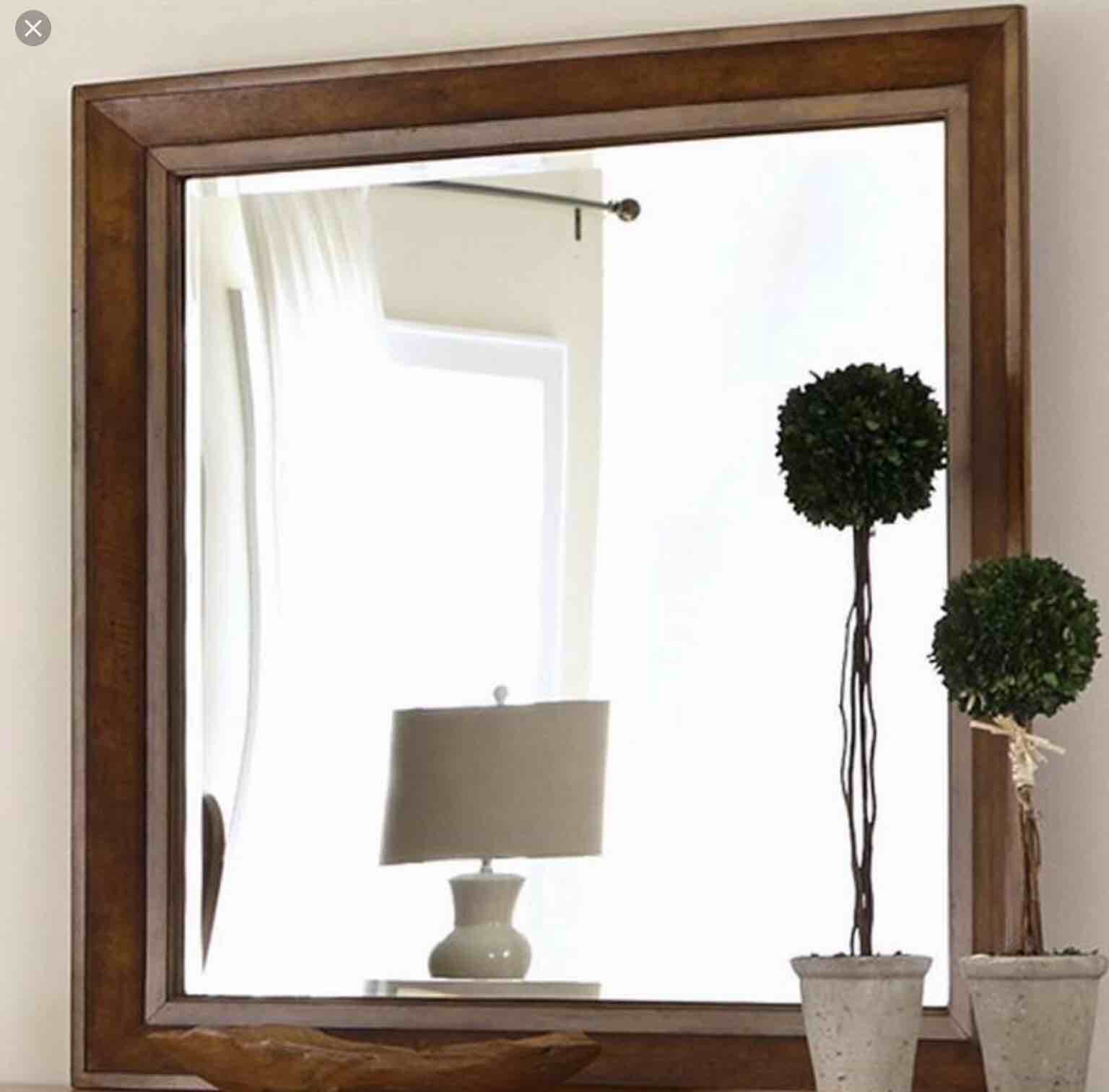 Cabin Mirror, 42" x 2" x 42", Aged Oak