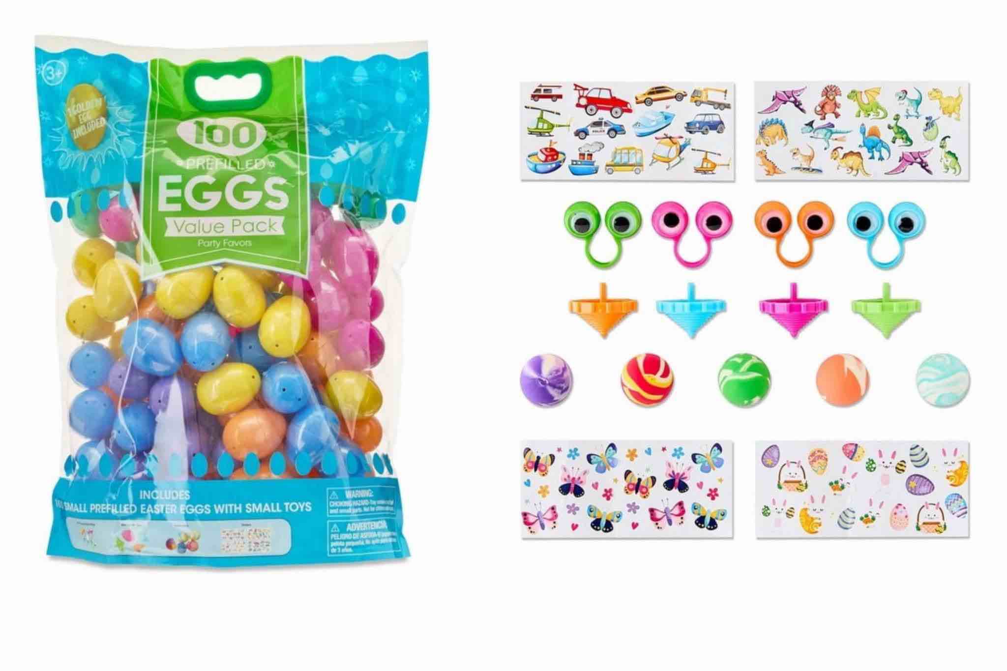 4 Pack Assorted Easter 100 Prefilled Eggs ((Styles and Sizes May Vary))