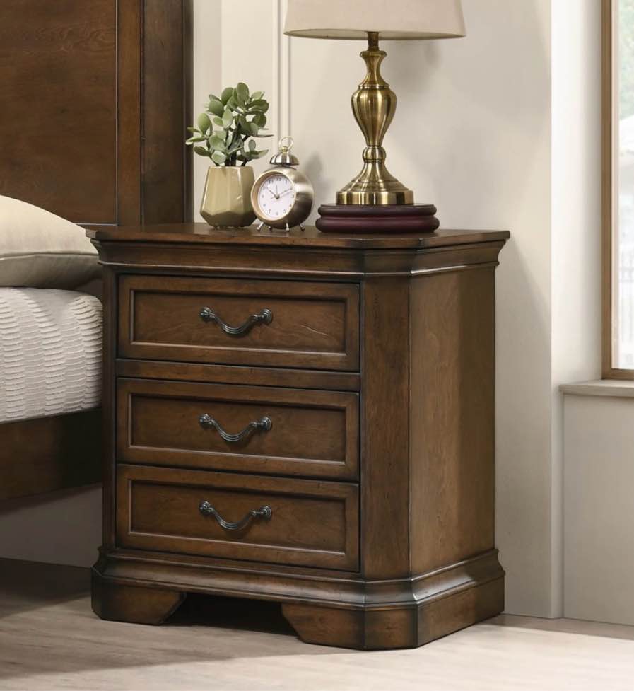 roundhill furniture maderne traditional wood 3-drawer nightstand