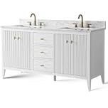 60" Double Bathroom Vanity Solid White(Incomplete box 2 of 2)