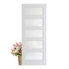 24 in. x 80 in. 5-Lite Solid Core Frosted Glass White Primed Composite MDF Interior Door Slab No Hardware Included