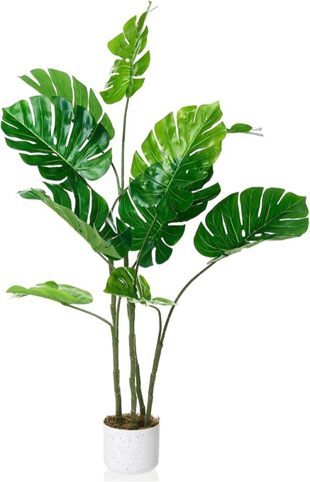 Garvee 5FT Artificial Monstera Plant in Pot, Fake Decorative Evergreen Potted Floor Tree