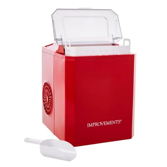 improvements 26 lb. self-cleaning compact ice maker with scoop - red