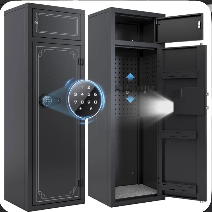  Gun Safe, Quick Access Biometric Gun Safe for Rifle and Pistol, Large Heavy-Duty Gun Cabinet for Shotgun with Removable Shelf & Gun Rack