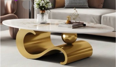 Luxury White Oval Coffee Table with Musical Note BaseaModern Accen ( Only the top)