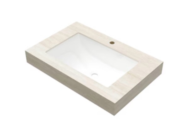 Dexmalle 30IN MURI Roma Travertine-Pattern Sintered Stone Countertop and Undermount Ceramic Basin with One Standard Pre-drilled Faucet Hole